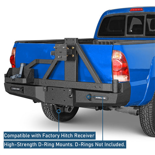 Rear Bumper w/Swing Out Tire Carrier, 5.3-Gallon Jerry Can Holder(05-15 Toyota Tacoma) - ultralisk4x4