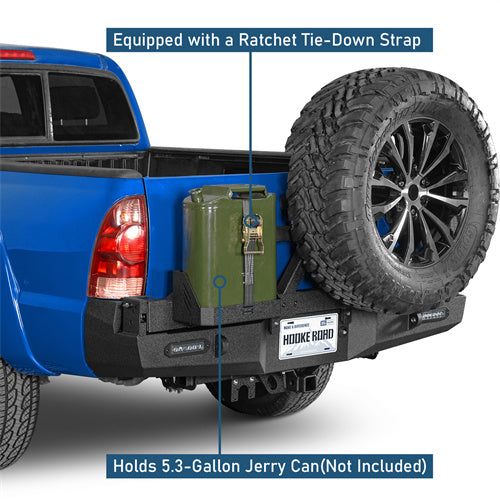 Rear Bumper w/Swing Out Tire Carrier, 5.3-Gallon Jerry Can Holder(05-15 Toyota Tacoma) - ultralisk4x4