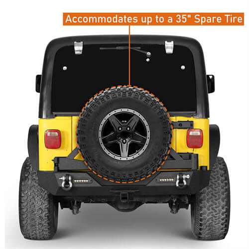 Explorer Rear Bumper w/Tire Carrier For 1987-2006 Jeep Wrangler YJ TJ - Ultralisk 4x4