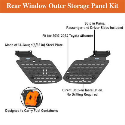 Rear Window Exterior Storage Panel For 2010-2024 Toyota 4Runner- Ultralisk4x4-u9804s-13