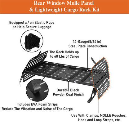 Rear Window Molle Panel & Interior Cargo Rack For 2010-2024 Toyota 4Runner- Ultralisk4x4-u9803s-12