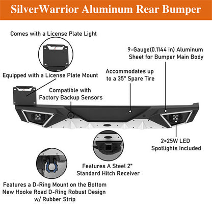 Road Trip Aluminum Rear Bumper For 2018-2024 Jeep Wrangler JL - Ultralisk4x4-u3068s-9