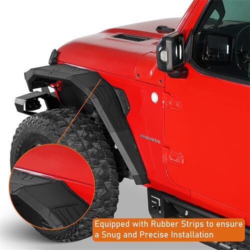 Road Trip Aluminum Front Fender Flares w/ LED Lights For 2018-2024 Jeep Wrangler JL & Gladiator JT - Ultralisk4x4-u3076s-7