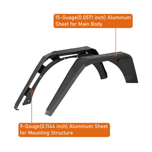 Road Trip Aluminum Rear Fender Flares For 2018-2024 Jeep Wrangler JL - Ultralisk4x4-u3077s-8