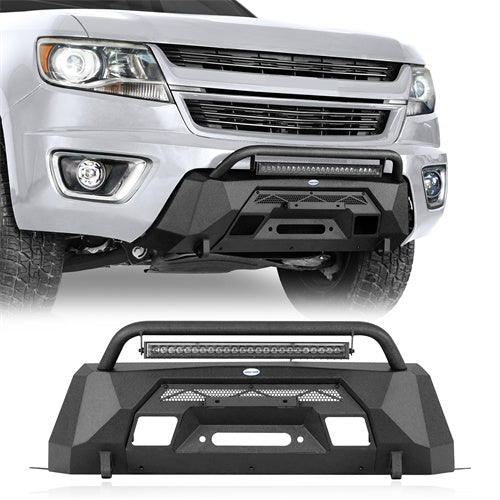 Road Trip Blink Stubby Front Bumper For 2015-2020 Chevy Colorado - Ultralisk4x4-u9112-1