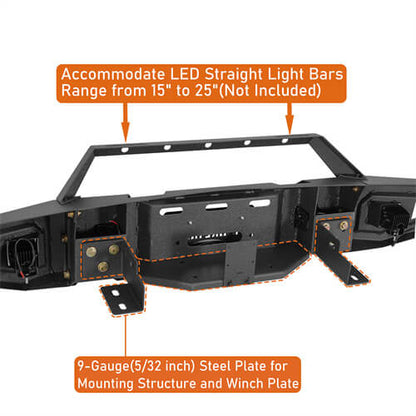 Road Trip Front Bumper w/ LED Spotlights For 1988-1998 Chevy C/K 1500/2500/3500 & GMC Sierra 1500/2500/3500 - Ultralisk4x4