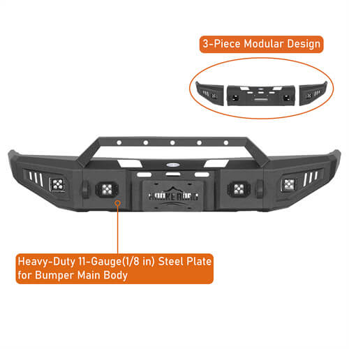 Road Trip Front Bumper w/ LED Spotlights For 1988-1998 Chevy C/K 1500/2500/3500 & GMC Sierra 1500/2500/3500 - Ultralisk4x4