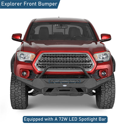 Road Trip Front Bumper w/ Winch Plate For 2016-2023 Toyota Tacoma 3rd Gen - Ultralisk4x4