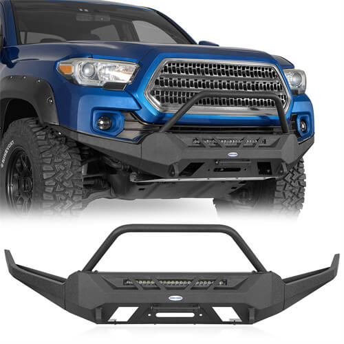 Road Trip Front Bumper w/ Winch Plate For 2016-2023 Toyota Tacoma 3rd Gen - Ultralisk4x4-u4220s-1