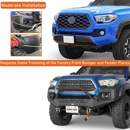 Road Trip Front Bumper w/ Winch Plate For 2016-2023 Toyota Tacoma 3rd Gen - Ultralisk4x4-u4220s-10