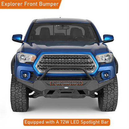 Road Trip Front Bumper w/ Winch Plate For 2016-2023 Toyota Tacoma 3rd Gen - Ultralisk4x4-u4220s-4