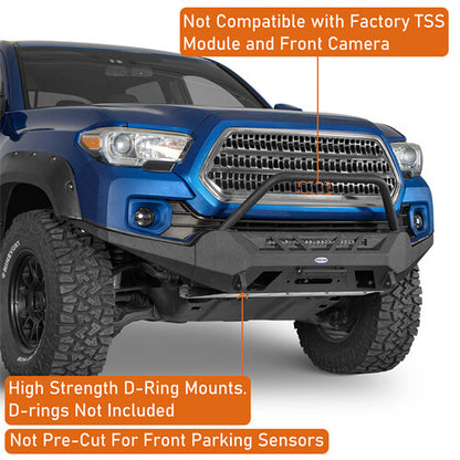 Road Trip Front Bumper w/ Winch Plate For 2016-2023 Toyota Tacoma 3rd Gen - Ultralisk4x4-u4220s-5