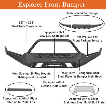 Road Trip Front Bumper w/ Winch Plate For 2016-2023 Toyota Tacoma 3rd Gen - Ultralisk4x4-u4220s-9