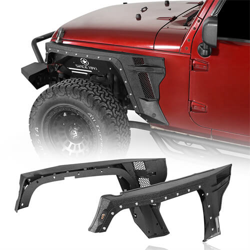 Road Trip Front Fender Flares w/Turn Signal Lights For 2007-2018 Jeep Wrangler JK- Ultralisk4x4-u2103-1