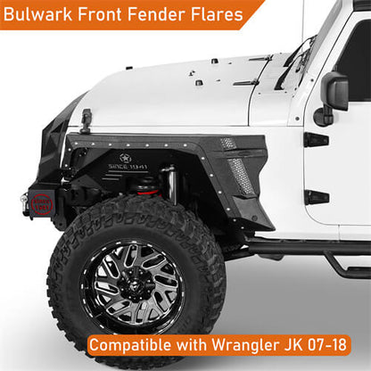 Road Trip Front Fender Flares w/Turn Signal Lights For 2007-2018 Jeep Wrangler JK- Ultralisk4x4-u2103-4