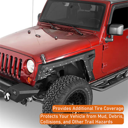 Road Trip Front Fender Flares w/Turn Signal Lights For 2007-2018 Jeep Wrangler JK- Ultralisk4x4-u2103-5