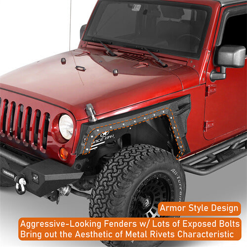 Road Trip Front Fender Flares w/Turn Signal Lights For 2007-2018 Jeep Wrangler JK- Ultralisk4x4-u2103-7