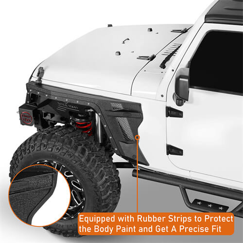 Road Trip Front Fender Flares w/Turn Signal Lights For 2007-2018 Jeep Wrangler JK- Ultralisk4x4-u2103-8