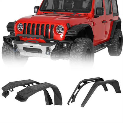 Road Trip Aluminum Front & Rear Fender Flares w/ LED Lights For 2018-2024 Jeep Wrangler JL - Ultralisk4x4-u10761077-1