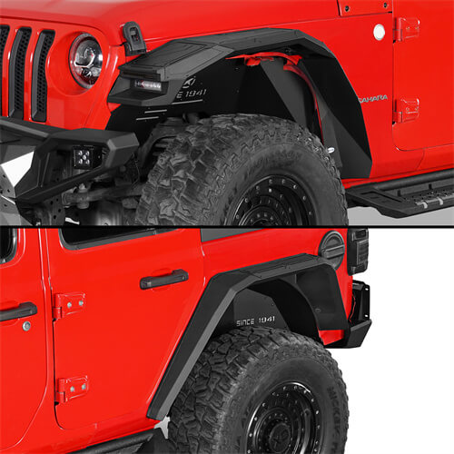 Road Trip Aluminum Front & Rear Fender Flares w/ LED Lights For 2018-2024 Jeep Wrangler JL - Ultralisk4x4-u10761077-2