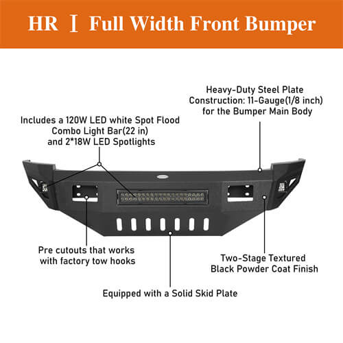 Road Trip Full Width Front Bumper w/ LED Light Bar For 2010-2018 Ram 2500 - Ultralisk4x4-u6402-6