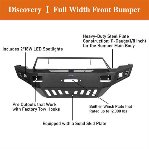 Road Trip Full Width Front Rear Bumper w/ Winch Plate For 2010-2018 Ram 2500 - Ultralisk4x4-u6403-4