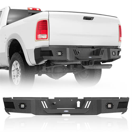 Road Trip Rear Bumper w/ LED White Floodlights For 2010-2018 Ram 2500 - Ultralisk4x4-u6400-1