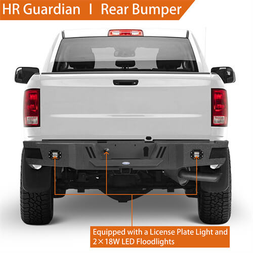 Road Trip Rear Bumper w/ LED White Floodlights For 2010-2018 Ram 2500 - Ultralisk4x4-u6400-4