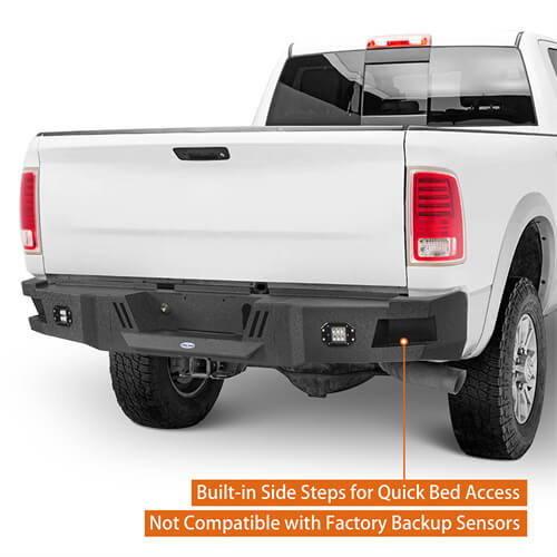 Road Trip Rear Bumper w/ LED White Floodlights For 2010-2018 Ram 2500 - Ultralisk4x4-u6400-6