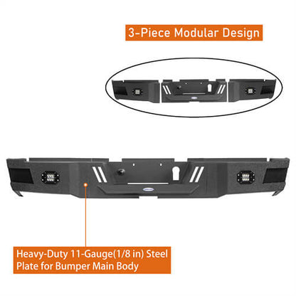 Road Trip Rear Bumper w/ LED White Floodlights For 2010-2018 Ram 2500 - Ultralisk4x4-u6400-8