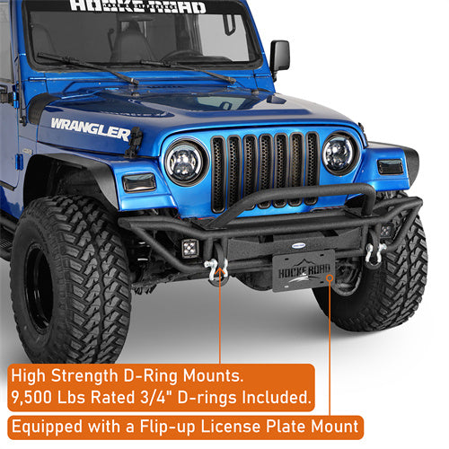 Road Trip Tubular Front Bumper w/ LED Spotlights For 1997-2006 Jeep Wrangler TJ - Ultralisk4x4