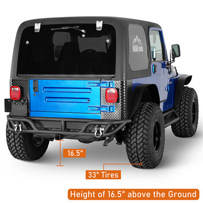 Road Trip Tubular Rear Bumper w/ License Plate Mount For 1997-2006 Jeep Wrangler TJ - Ultralisk4x4