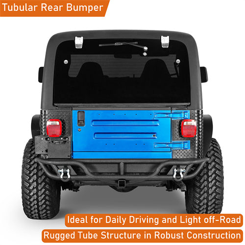 Road Trip Tubular Rear Bumper w/ License Plate Mount For 1997-2006 Jeep Wrangler TJ - Ultralisk4x4