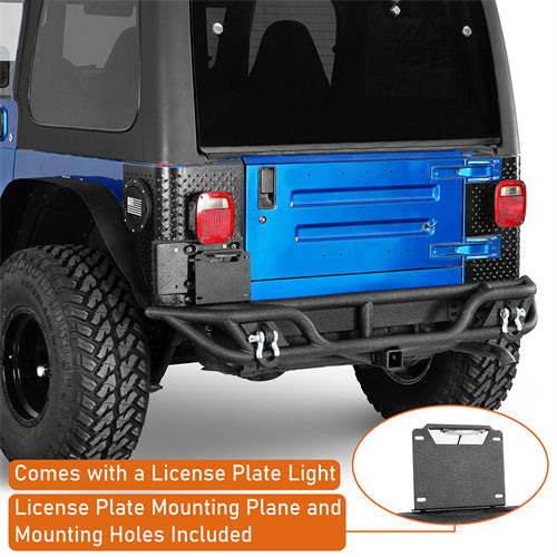 Road Trip Tubular Rear Bumper w/ License Plate Mount For 1997-2006 Jeep Wrangler TJ - Ultralisk4x4