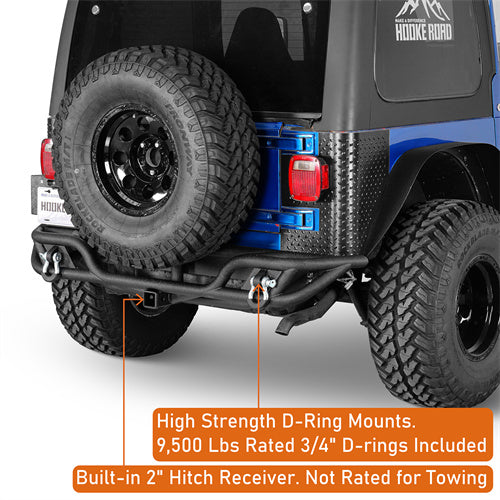 Road Trip Tubular Rear Bumper w/ License Plate Mount For 1997-2006 Jeep Wrangler TJ - Ultralisk4x4