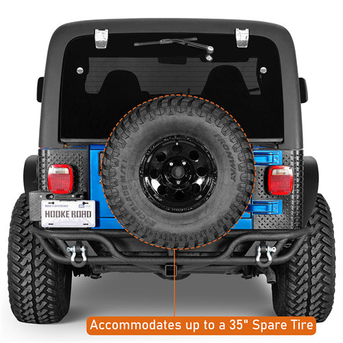 Road Trip Tubular Rear Bumper w/ License Plate Mount For 1997-2006 Jeep Wrangler TJ - Ultralisk4x4