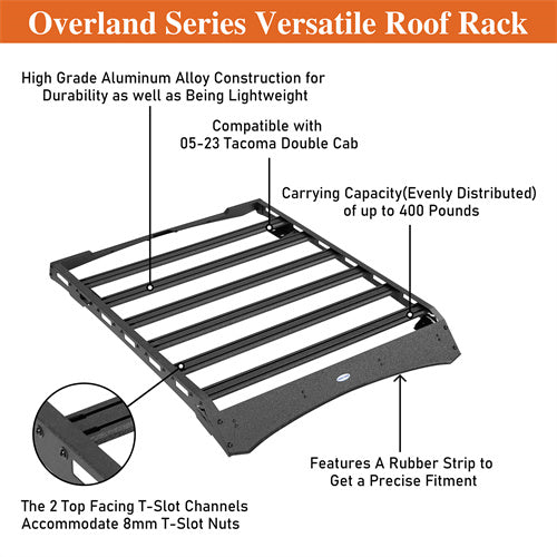 Road Trip Versatile Roof Rack For 2005-2023 Toyota Tacoma Double Cab - Ultralisk4x4 -u4222-3