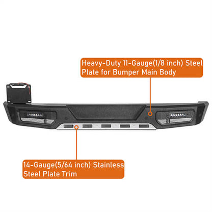 Rock Crawler Rear Bumper For 2018-2024 Jeep Wrangler JL - Ultralisk4x4-u3066-9