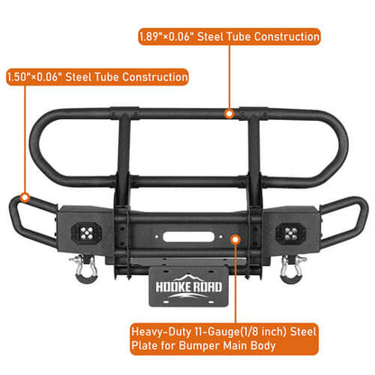 Rock Crawler Stubby Front Bumper w/Grille Guard For 2007-2018 Jeep Wrangler JK - Ultralisk4x4