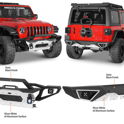 Off-Road SilverWarrior Aluminum Front & Rear Bumper For 2018-2024 Jeep Wrangler JL - Ultralisk4x4-u30673068-2