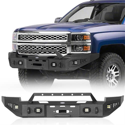 14-15 Silverado 1500 Offroad Full-Width Front Bumper w/ Winch Plate - Ultralisk 4x4 ull9028 1