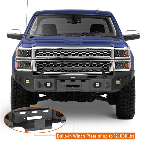 14-15 Silverado 1500 Offroad Full-Width Front Bumper w/ Winch Plate - Ultralisk 4x4 ull9028 12