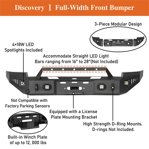 14-15 Silverado 1500 Offroad Full-Width Front Bumper w/ Winch Plate - Ultralisk 4x4 ull9028 16