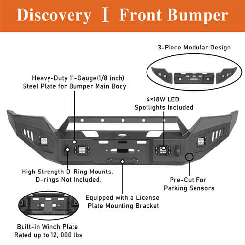 16-18 Silverado 1500 Steel Offroad Front Bumper w/ Winch Plate & LED Lights - ultralisk4x4 ul9026 11