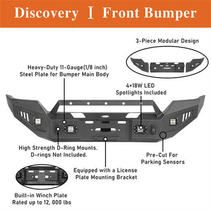 16-18 Silverado 1500 Steel Offroad Front Bumper w/ Winch Plate & LED Lights - ultralisk4x4 ul9026 11