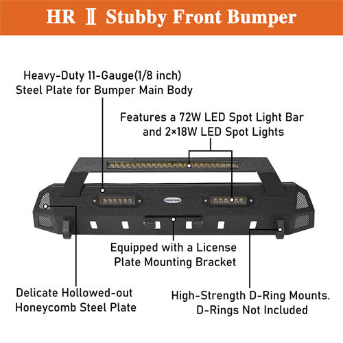 Tacoma Off-Road Stubby Front Bumper w/Lights for 2016-2023 Toyota Tacoma 3rd Gen - ultralisk4x4 u4203s 9