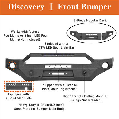 Tacoma 3rd Gen Full Width Front Bumper w/ LED Light Bar & Bull Bar For 2016-2023 Toyota Tacoma - ultralisk4x4 ul4211s 15