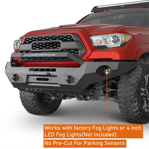 Tacoma 3rd Gen Full Width Front Bumper w/ LED Light Bar & Bull Bar For 2016-2023 Toyota Tacoma - ultralisk4x4 ul4211s 9