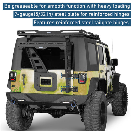 Tailgate Basket Rear Cargo Rack System For 2007-2018 Jeep Wrangler JK - Ultralisk4x4-u2098-6