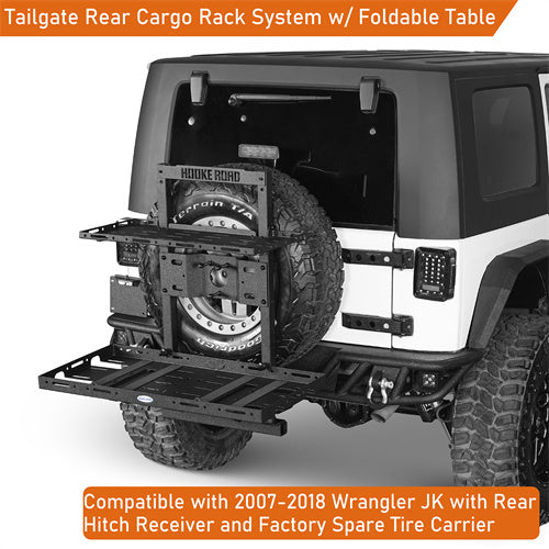 Tailgate Rear Cargo Rack System w/ Foldable Table For 2007-2018 Jeep Wrangler JK-Ultralisk4x4-u2100s-4